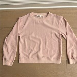 Pink Long Sleeve Satin Sweater